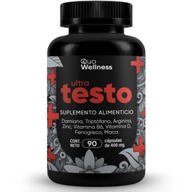 Ultra Testo | Precursor Para Hombres | Maca Negra, Fenogreco, Arginina, Diamina, Zinc, Vitaminas B6 y D. | 90 Cápsulas