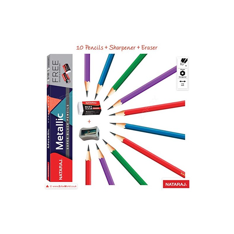 NATARAJ Easy Grip Triangular 10 Pencils Eraser Sharpener Pack –