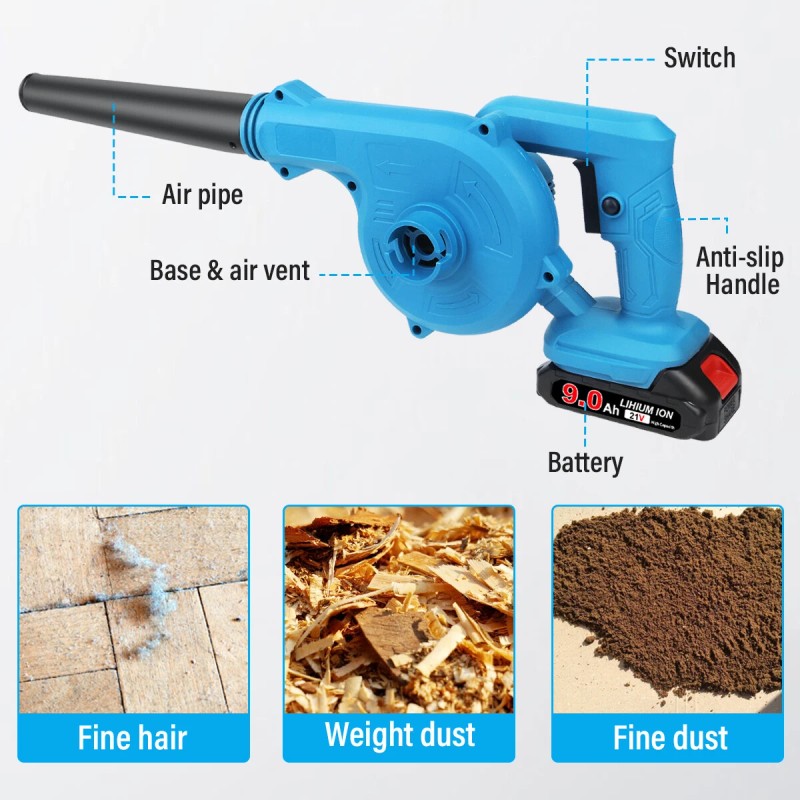 Cordless Leaf Blower Vacuum Handheld Electric Leaf Blower With 2