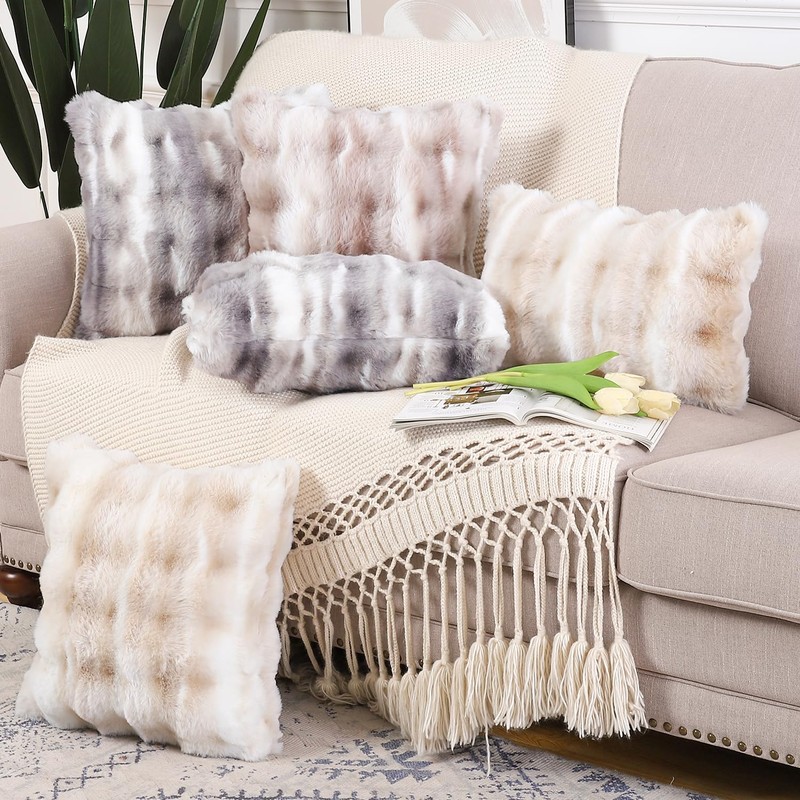 Madizz Pack of 2 Thick Plush Wool Throw Pillow Covers