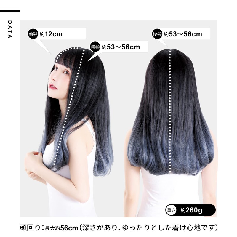 TefuRe C-8200N-BLK-EM Long Straight Wig, Small Face