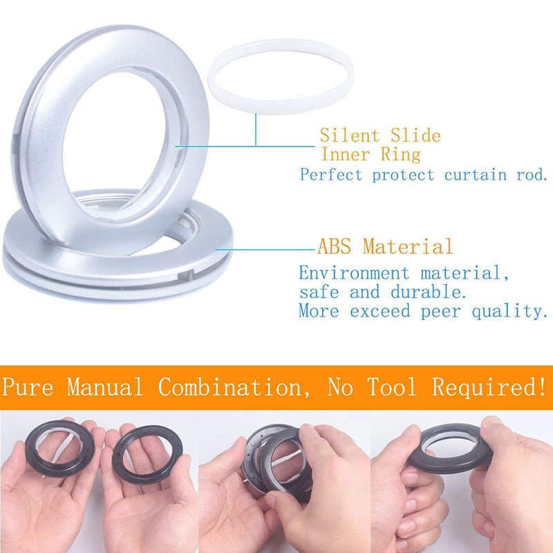 32 Pack Curtain Grommet, Inner Diameter 1-9/16"(40mm) Curtain Eyelet Rings