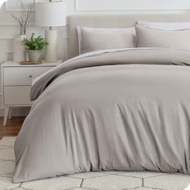 Bare Home Sandwashed Duvet Cover and Pillowcase Set - Single Size - Premium 1800 Ultra-Soft - Lightweight - Cooling Duvet Cover - Bed Duvet Cover with 1 Pillowcase (Single, Sandwashed Fog)