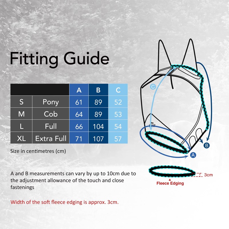 Harrison Howard CareMaster Midge-proof Fleece Padding Horse Fly Mask Half