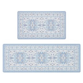 FRESHMINT Anti Fatigue Kitchen Mats Set 2 PCS, Waterproof & Non-Skid Medallion Kitchen Rugs, Cushioned Kitchen Floor Mats for Standing Washable Comfort Kitchen Runners for Lanudry, Office, Sink