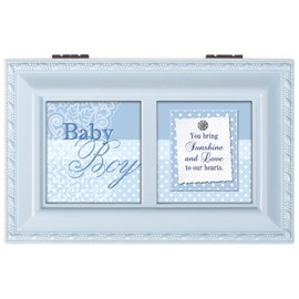 Cottage Garden Baby Boy You Bring Sunshine Love Matte Blue Jewelry Music Box Plays Brahm's Lullaby