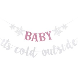 Silver and Pink Glitter Baby It's Cold Outside Banner Baby Its Cold Outside Baby Shower Banner Winter Wonderland Baby Shower Banner for Winter Wonderland Birthday Baby Shower Party Decorations