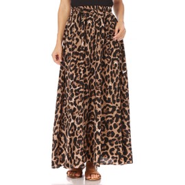 Leopard Maxi Skirts for Women & Teens, Long Length Reg & Plus, Trendy Summer Skirts, Aline Flowy Elastic High Waisted Midi Womens Skirts Boho (XXX-Large, Leopard)