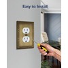 ZILLSEA 4-Pack Antique Brass Outlet Covers, Metal Duplex Wall Plates