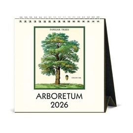 Cavallini 2026 Arboretum Easel Desk Calendar, 6x6.5 Inches, 12 Month Page-A-Month Standing Desk Calendar, Ideal for Tree Lovers, Small and Cute