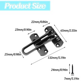 Yosawo 2 PCS Door Lock Latch,Home Security Door Lock, Swing Bar Door Lock,Safety Childproof Reinforcement Door Stopper,Hotel Door Latches with Screws（Black/SY）