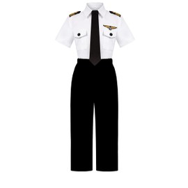 KAKALVER Kids Pilot Costume for Boys Airline Captain Pilot Uniform for Boys’ Career Day Dress Up Airline Costume Gifts