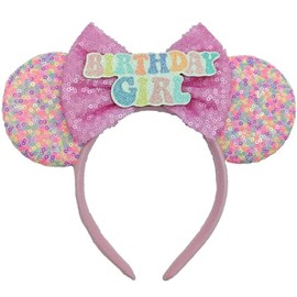 Viwind Mouse Ears Headbands, Shiny Colorful Birthday Girls Bows Ears Hairbands for Women, Cartoon Costume Theme Festival Birthday Party Decorations Hair Accessory