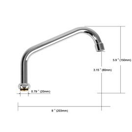TNROTED 8 Inch Commercial Faucet Spout Replacement with 2.2 GPM Aerator Fits for All T&S Faucets, 360° Stainless Steel Faucet Swivel Spout for Home Kitchen Sink, Chrome Finish