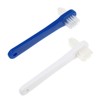 SUPVOX 2PCS False Teeth Brushes Two-Side t-Shape Denture Toothbrush (White+Blue)