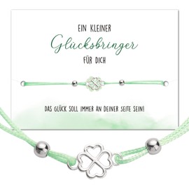 BOOMTOP Clover Leaf Bracelet Women's Lucky Bracelet Four Leaf Clover Bracelets Lucky Charm Adjustable 28 cm Advent Calendar Filling Christmas Gift Ideas Good Luck Exam Operation Gift