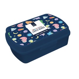 RINCS Essentials Kids Lunch Box - Fun Printed Design for Girls & Boys | Food-Grade Plastic | BPA-Free | Easy Clip Lid | Ideal for School, Home, Travel, Picnics, and Lunch on The Go (Space Dinosaur)