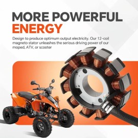 HANQIMOTO GY6 Stator,Gy6 150cc Performance Parts,12 Pole 5 Wire Direct Current Copper...