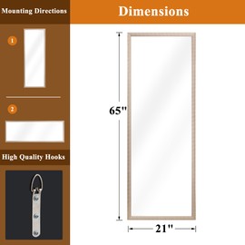 NeuType Full Length Mirror, 65"x21" Full Body Mirror Floor Mirror Full Length Wall Mirror Dressing Mirror Hanging or Leaning Against Wall Polystyrene Frame (Gold)
