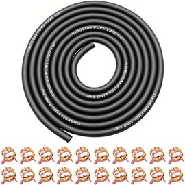 Tnisesm 10ft 1/4 Inch Fuel Line Hose with 20 Clamps, Rubber Fuel Line for Lawn Mower Dirt Bike ATV Generator Small Engines, 1/4" ID Fuel Hose for Briggs & Stratton Kohler Kawasaki