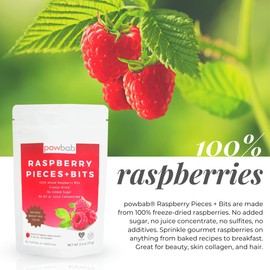 powbab Raspberry Pieces + Bits. Freeze Dried Raspberries for Baking Chips. Unsweetened Dehydrated Raspberries, Freeze Dried Fruit Bulk with No Sugar Added, No Oil. Gluten Free, Non-GMO (1.5 oz)