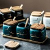 MAGICVOGEL Marble Look Spice Jar, Ceramic Spice Jars, 360 ml,