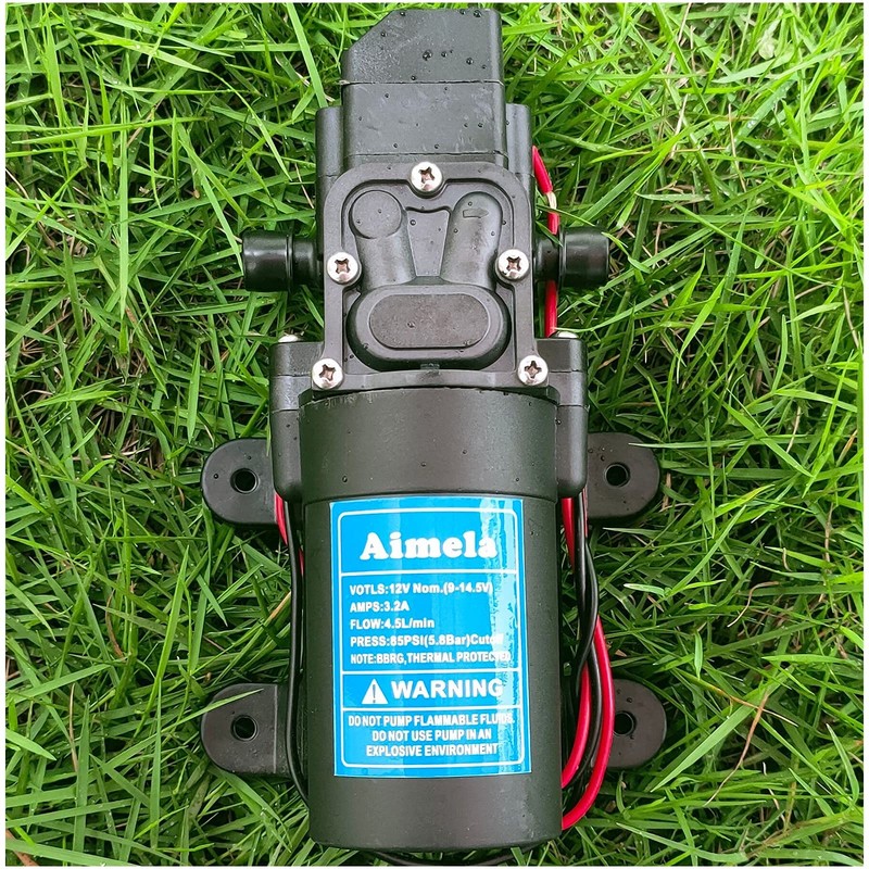 Aimela 12V DC Fresh Water Pump with 2 Hose Clamps,Self