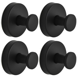 LXBCTOP 4 Pices Luxe Hold No-Drill Hooks, Vacuum Black Suction Stick Hooks, Stainless Steel Suction Cup Hanger Shower Hooks, Waterproof Suction Cup Hooks Apply to Shower, Bathroom, Kitchen, Wall