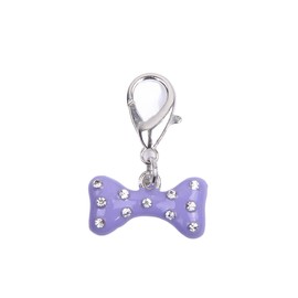 XKSRWE Bling Rhinestones Bone Charm Pendant Jewelry for Pet Dog Cat Puppy Necklace Collar Accessory (Purple)