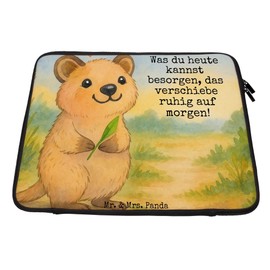 Mr. & Mrs. Panda Notebook Tasche Quokka Happy Design 20 x 28 cm - Geschenk, Laptop-Hülle, Gute Laune, Tiere, Tiermotive, Lustiger Spruch, Notebook-Tasche Mit Organizer, Laptop-Case, Laptop-Rucksack