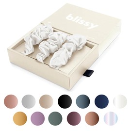 Blissy Silk Scrunchie (White Skinny)