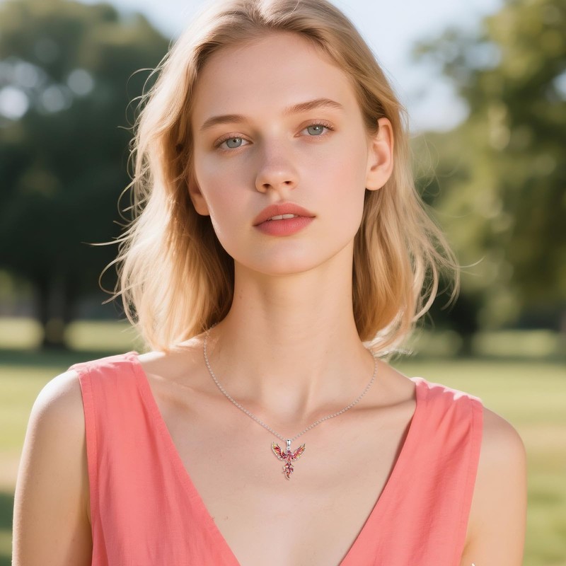 CUPENDA Phoenix Necklace S925 Sterling Silver Rising Phoenix Pendent Jewelry