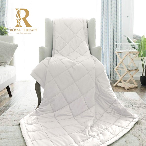 Royal Therapy Weighted Blanket with Glass Beads (48''x78'' 15lbs, Coastal