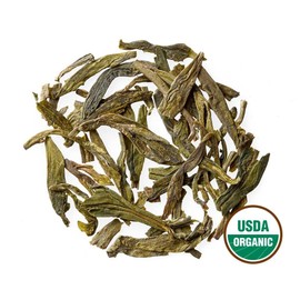 Golden Moon Organic Green Tea Dragon Well - Loose Leaf, Non GMO - Travel Tin (24 Servings)