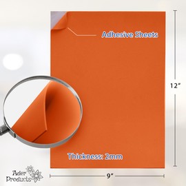 Adhesive Orange EVA Foam Sheets for Crafts, 9" x 12", 2mm Thickness – Sticky Back Foam Paper for DIY Arts and Crafts, School Projects, and More - 10 Pack