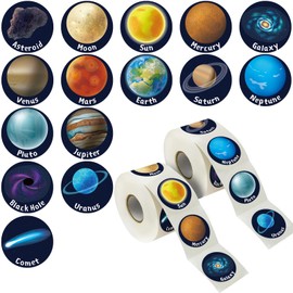 600Pcs Solar System Stickers, 15 Designs for Toddlers, Kids Rewards, incentives, Educational Decorations（1.5Inch， Including Asteroid, Galaxys, Black Hole, Comet，etc.
