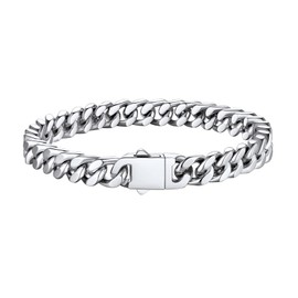 Bestyle Miami Curb Chain Bracelet, for Men/Women, Stainless Steel, Chic, with Engraving, Customisable Gift, Stainless Steel