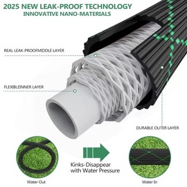 100 ft Garden Hose - 2025 Upgraded Flexible Water Hose - Ultra Lightweight Kink-free Car Washing Pipe with 10 Function Sprayer and 3/4" Solid Brass Fittings - Durable,Leak proof Garden Hoses