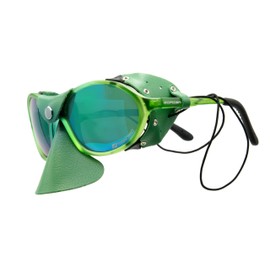 Expedition Glasses with Nose and Side Leather Protection - Wind Protection Goggles as Beach Glasses, Glacier Glasses, Safari Goggles (Green Crystal)