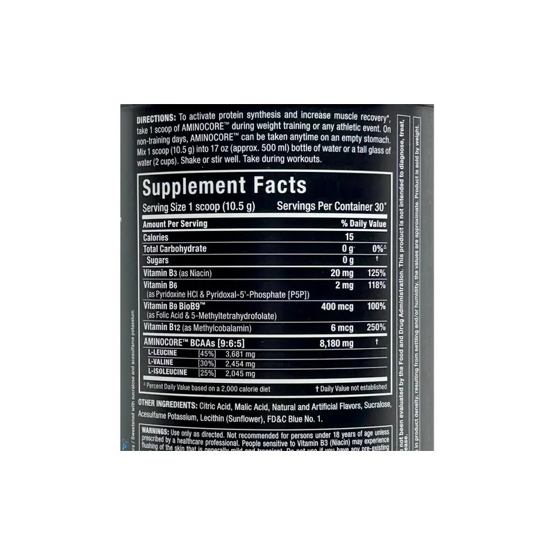 Bcaa Aminocore 30 Servicios Blue Raspberry Allmax