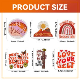 GYGYL 50Pcs Boho Positive Iron on Patches, Motivational Patches Inspirational Applique Patches, Retro Hippie Style Sew on/Iron on for Clothes, Hats, Backpacks, Jackets, Bags
