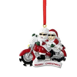 GotGala 2024 Santa Claus Ornaments, Mr & Mrs Claus Ride Motorcycle Ornament for Xmas Tree Decorations Hanging Pendant Gifts