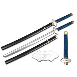 SparkFoam 39" Foam Samurai Sword + Plastic Scabbard Bundle (Chinese Guard w/Blue Handle)
