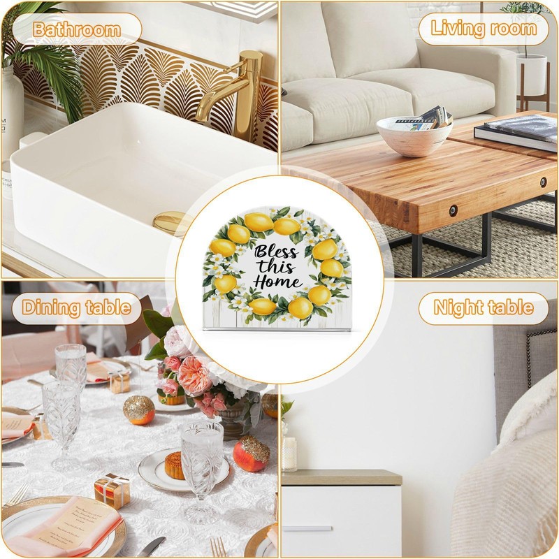 Summer Lemon Wreath Napkin Holder for Tables Paper Cocktail Napkin