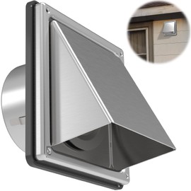ForoGore 6'' Metal Dryer Vent Cover Outdoor Wall with Rubber Cushioned Non Return Flap, 6 Inch External Extractor Wall Vent, Stainless Steel Outside Dryer Vent Covers for House
