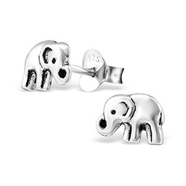 I love silver jewellery Elephant Stud Earrings in Sterling Silver - Size: 8mm Small & Discreet. - Gift Boxed