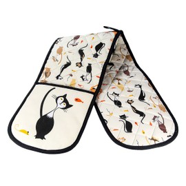 SPOTTED DOG GIFT COMPANY Double Oven Gloves, Heat Resistant Double Oven Mitt, Black Cat Themed Kitchen Oven Mitts, Cute Cats Cooking & Baking Gifts for Cat Lovers Women Men