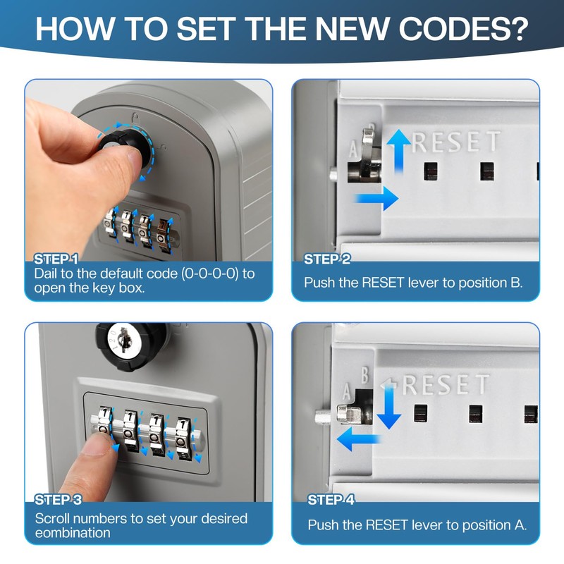 NBYT Portable Combination Lock keybox, Forgotten code can be found,For
