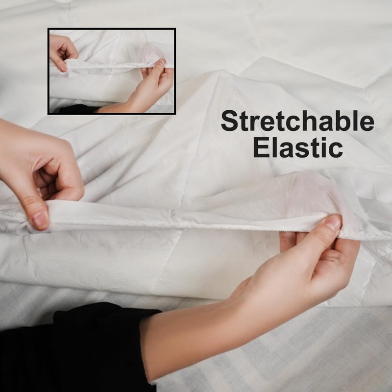 4AS Quilted Mattress Protector Double Bed - Hypoallergenic Deep Fitted