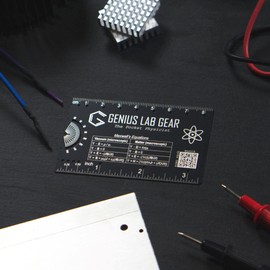 The Pocket Physicist - Small Metal Physics Metric Ruler Scale, Stocking Stuffers Gadget Multi-Tool, Techie/Geeks/Nerds STEM Student Gift, Unique College Homework Mini 3 Inch Tool - Genius Lab Gear